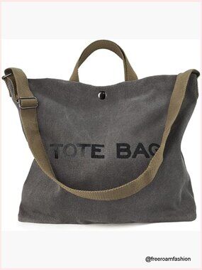 Large Canvas Tote Bag Shoulder Crossbody 17.7x13.7 Travel Handbag